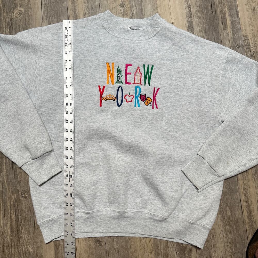Vintage New York Sweatshirt Mens Large Embroidered Crewneck 90s - Picture 3 of 8